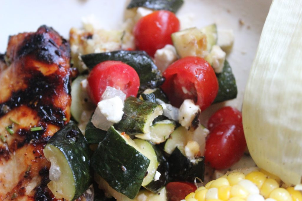 Recipe: Grilled Zucchini, Onion, Tomato, and Feta Salad