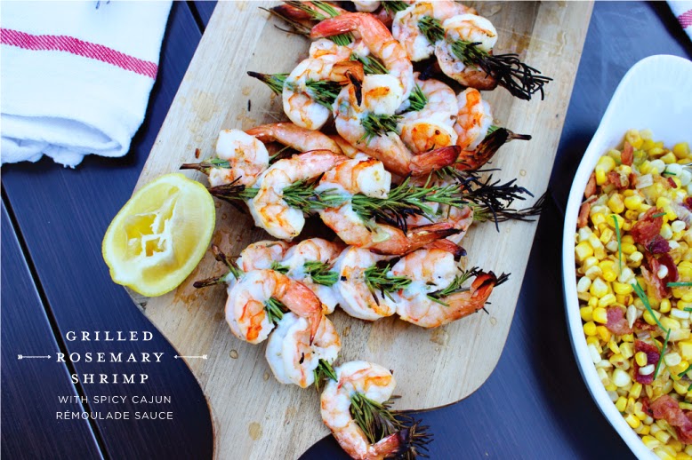 Grilled Rosemary Shrimp with Spicy Remoulade Dipping Sauce